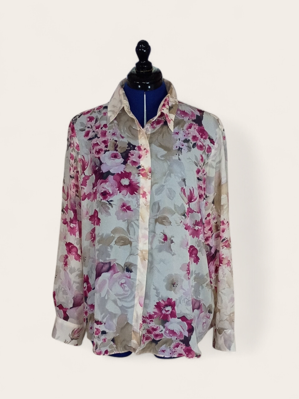 Chaps Floral Pleated Back Blouse Size XL